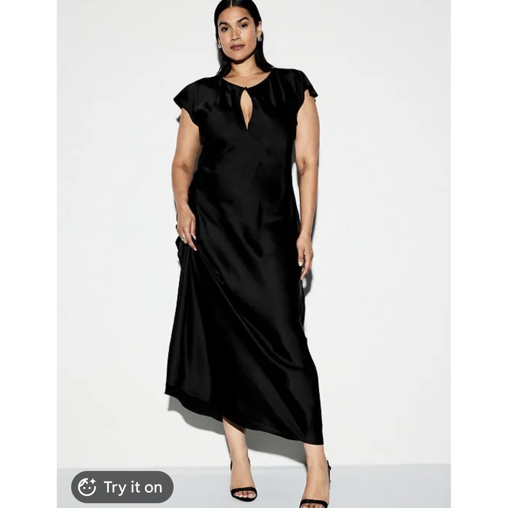 Old Navy "The Occasion" Black Satin Maxi Dress – Women's 2X – NWT Minimalist